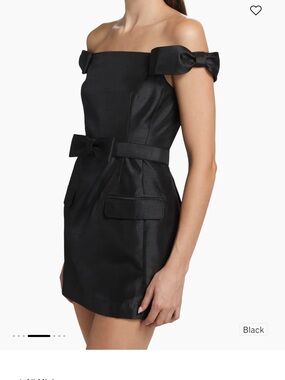 NICHOLAS Black Off-the-Shoulder Mini Dress with Bow Details